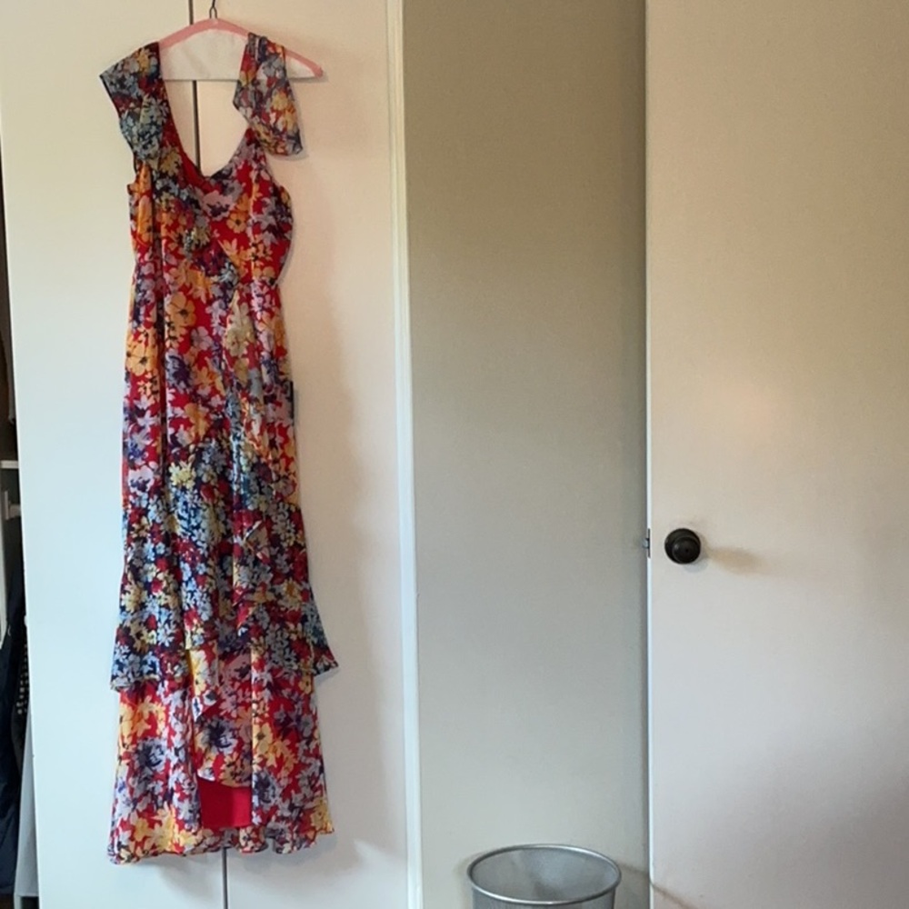 Lulu's Red and Orange V-Neck Sleeveless Maxi Sundress
